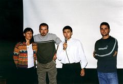 Camen Agüeros, Nando Pelayo, Miguel A. Noriega y J. A. Garrido, en un momento de la charla