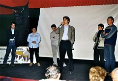 José L. Rebanal, Rosa Díaz, M. A. González, Miguel Cuesta, Yolanda Ruiz y Luis F. Felices durante la presentación de la expedición